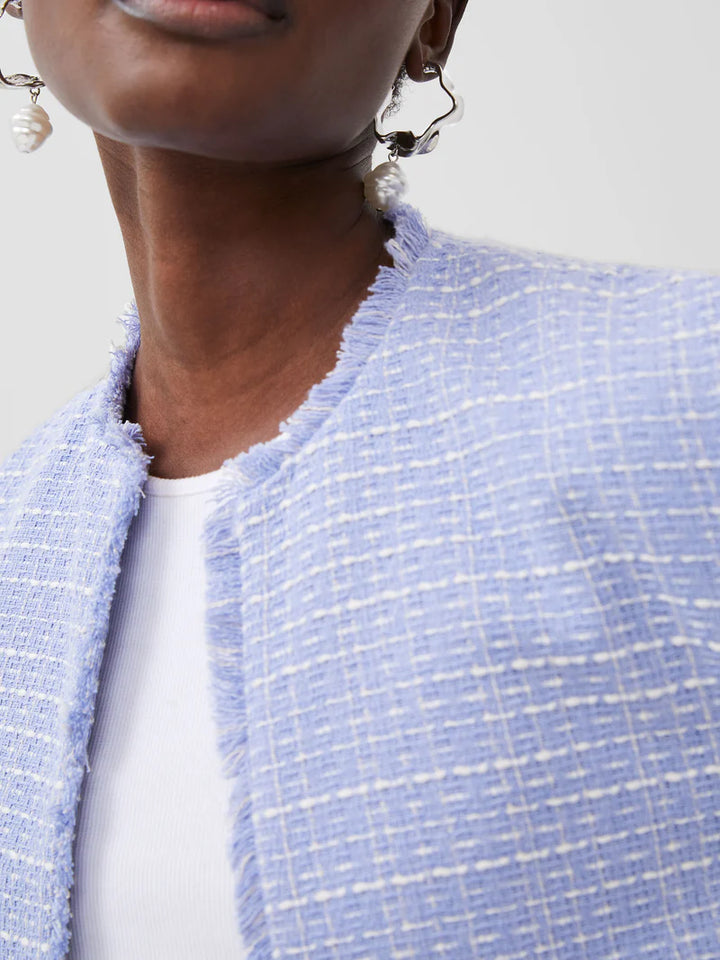 Effie Boucle Collarless Jacket in Bluebell