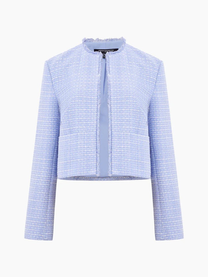 Effie Boucle Collarless Jacket in Bluebell
