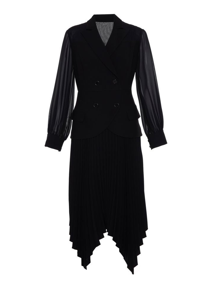 Atlas Pleated Dress in Black