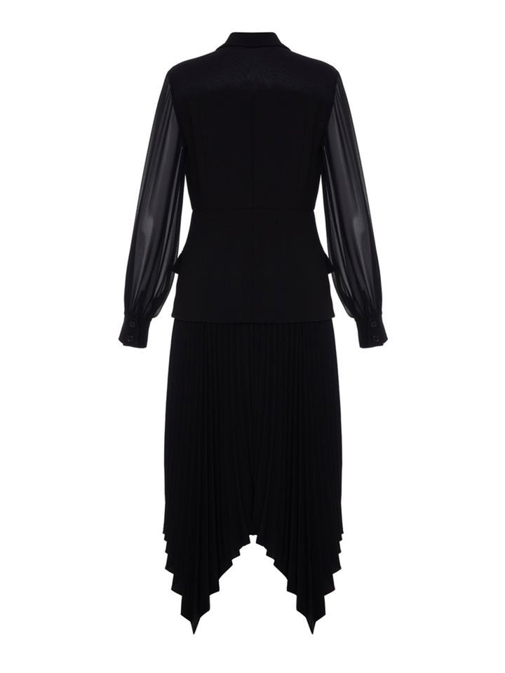 Atlas Pleated Dress in Black