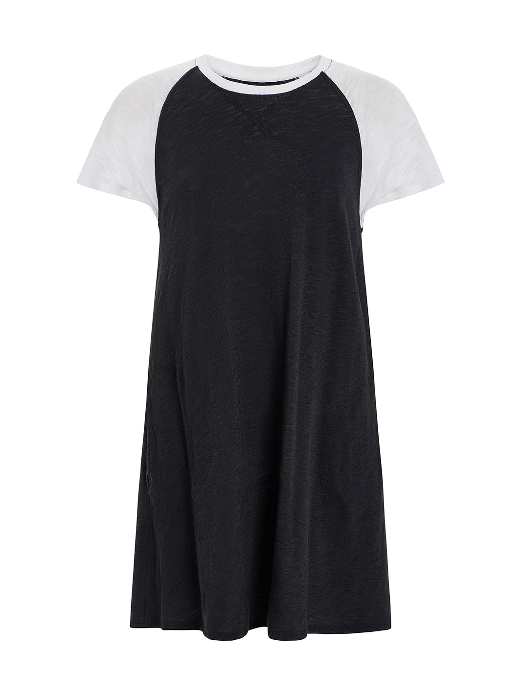 Short Sleeve Baseball Dress in Black White