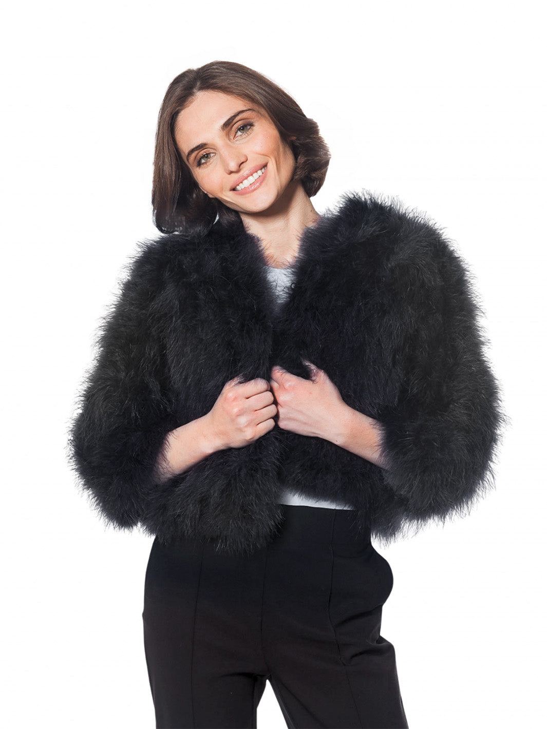 Feather Bolero Jacket in Black