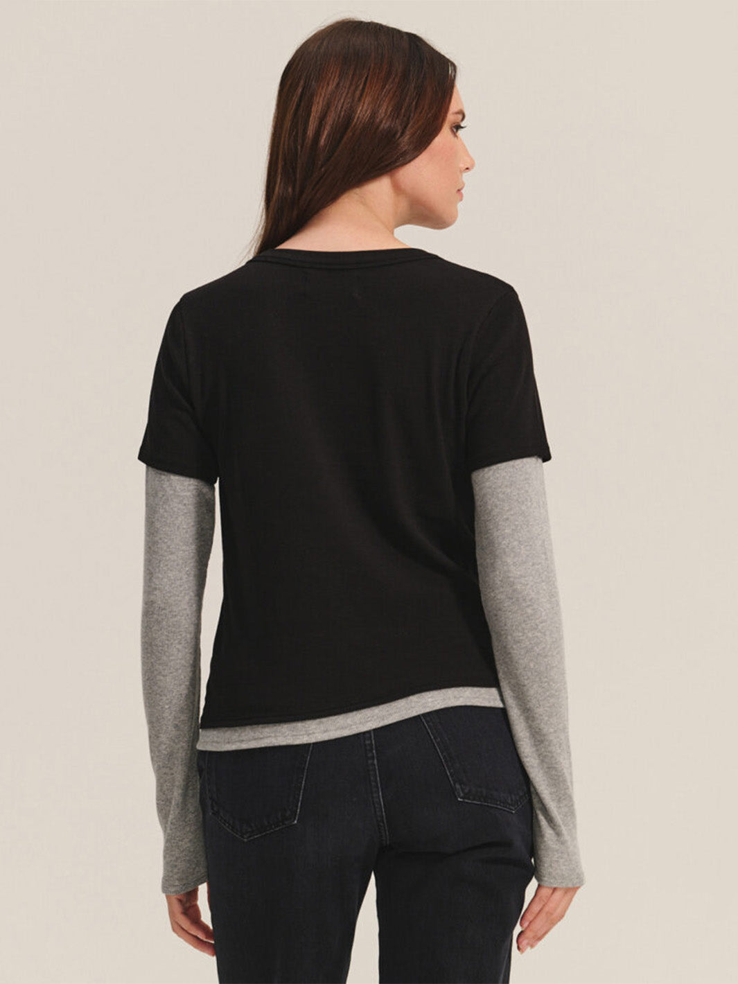 Bronson Long Sleeve Tee in Black/Heather Grey