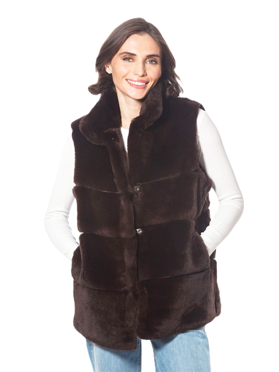Rex Rabbit Vest in Brown