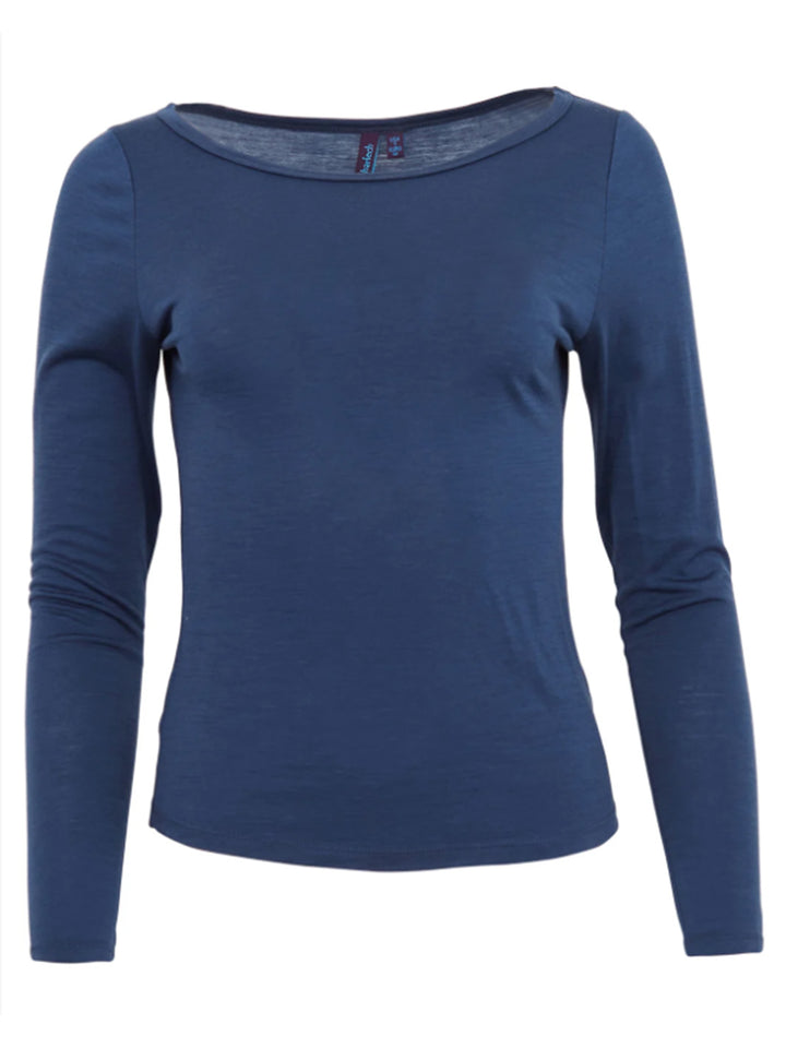Carly Merino Long Sleeve Crew in Navy