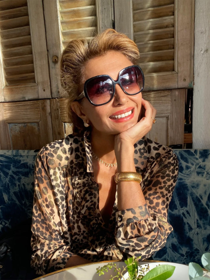 Celine Silk/Chiffon Blouse in Leopard