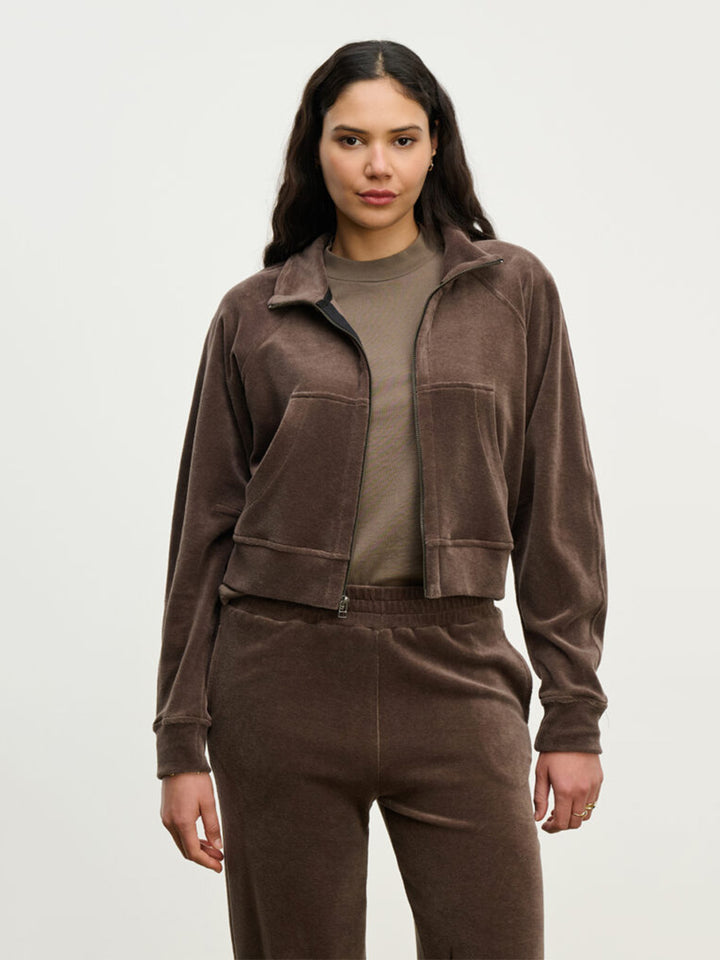 Claire Zip Up Sweatshirt in Chocolate