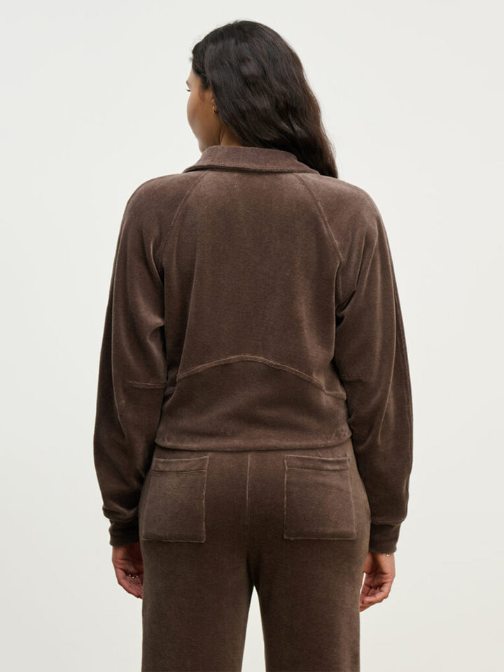 Claire Zip Up Sweatshirt in Chocolate