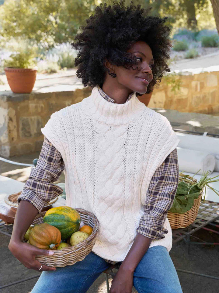 Cotswold Cable Knit Vest in Ivory