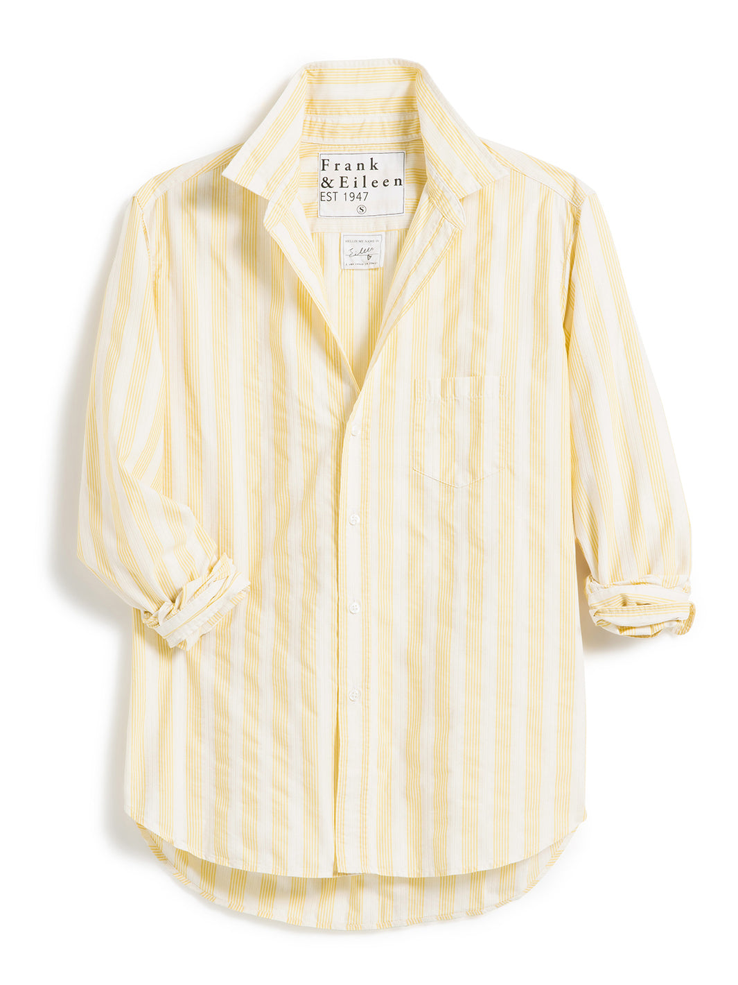 Eileen Relaxed Button-Up in White and Yellow Stripe
