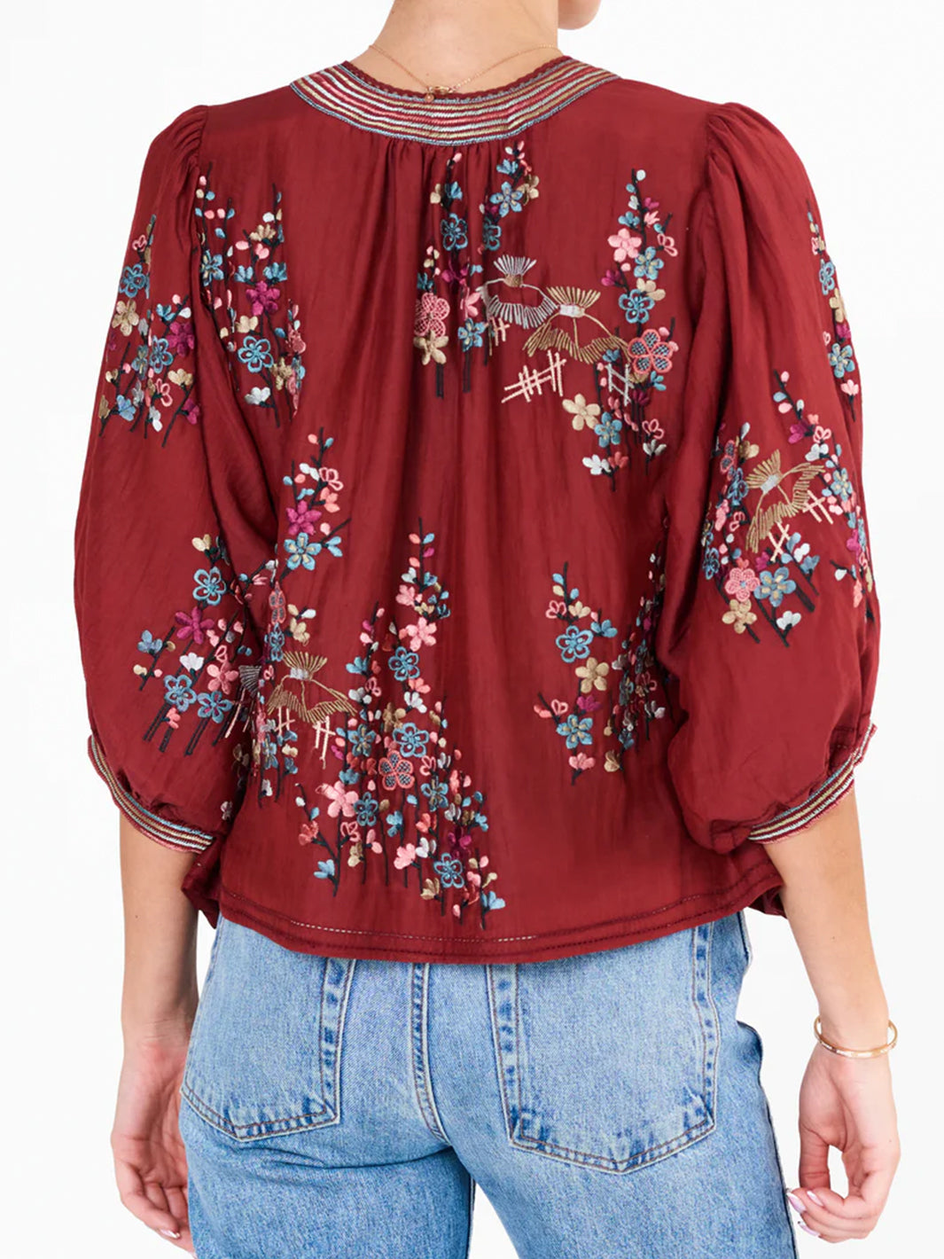 Emi Embroidered Jacket in Rust