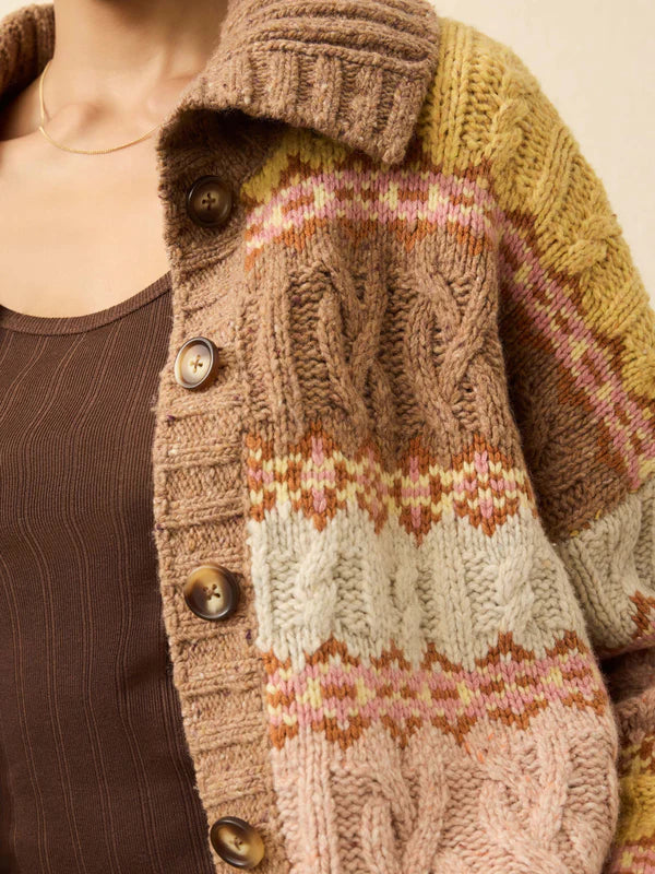 Highland Fairisle Cardigan in Lakeside Haze