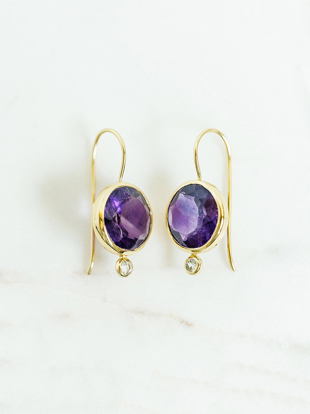 Faceted Tini Mini Drop Earrings in Amethyst
