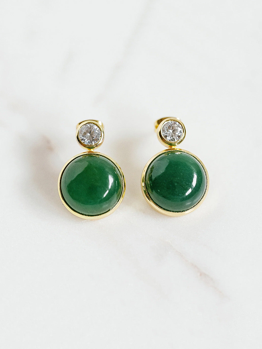 Floating Gem Stud Earrings in Green Aventurine