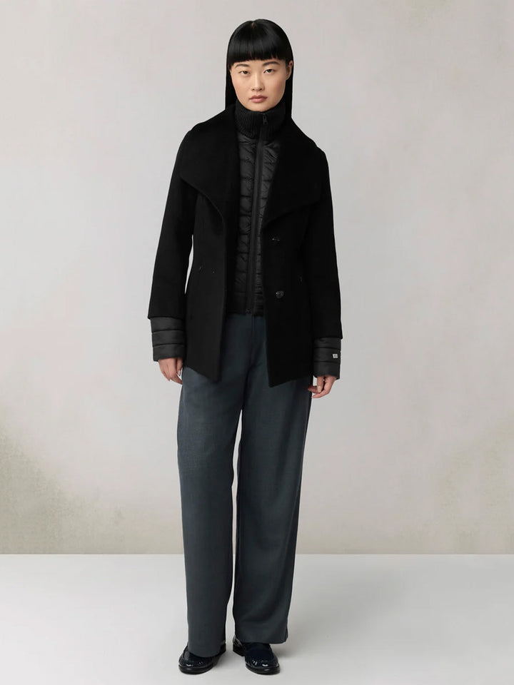 Frieda Wool Coat with Bib in Black