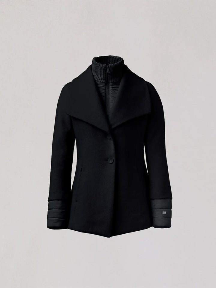 Frieda Wool Coat with Bib in Black