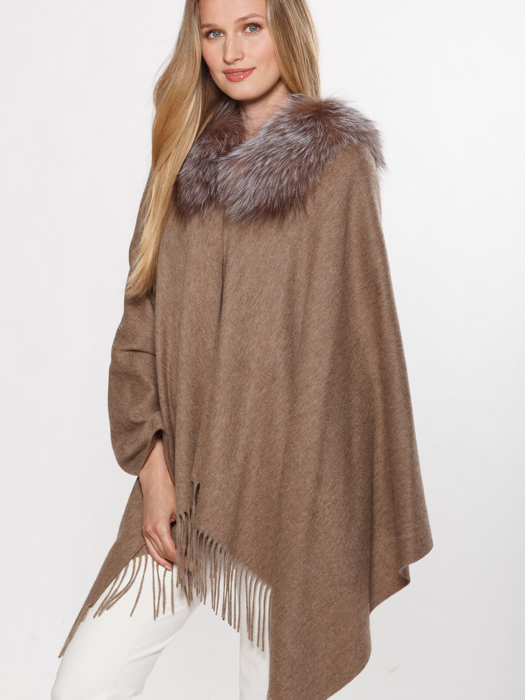 Fringe Shawl in Taupe