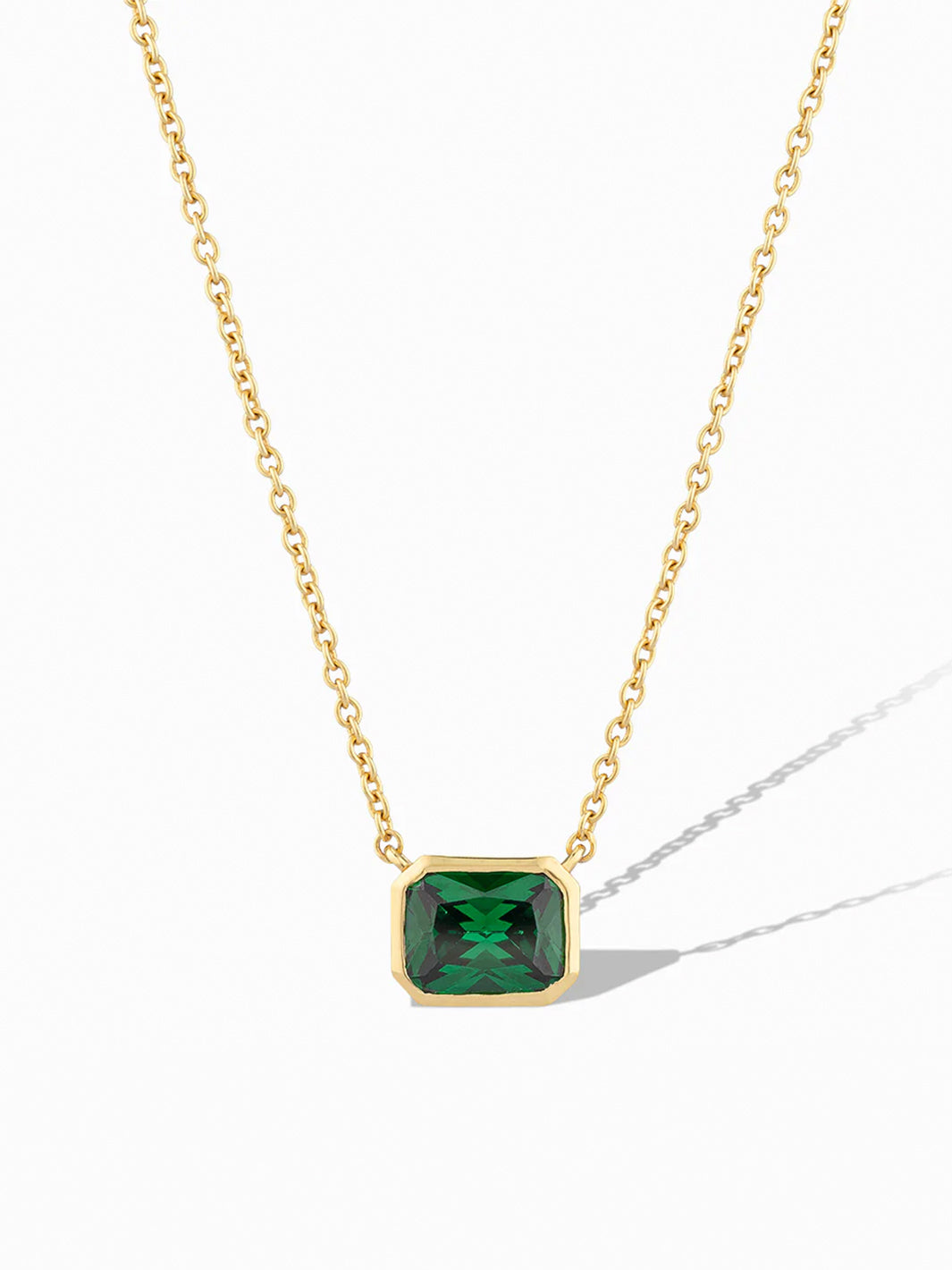 Gal Necklace in Emerald Cubic Zirconia/Yellow Gold