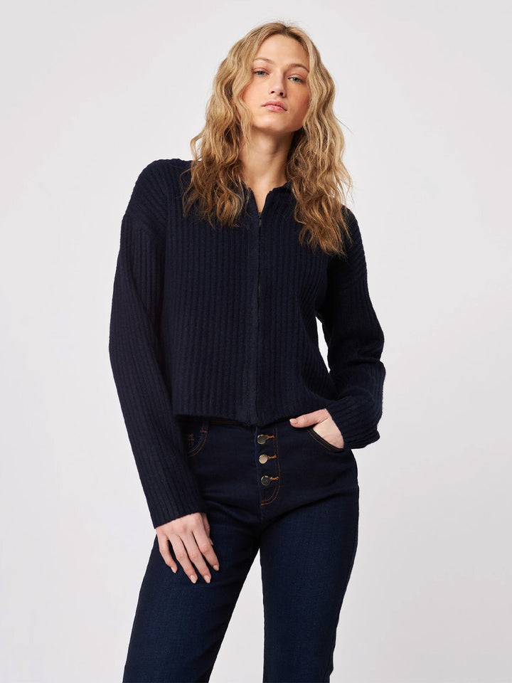 Gavin Zip Hoodie Sweater in Navy