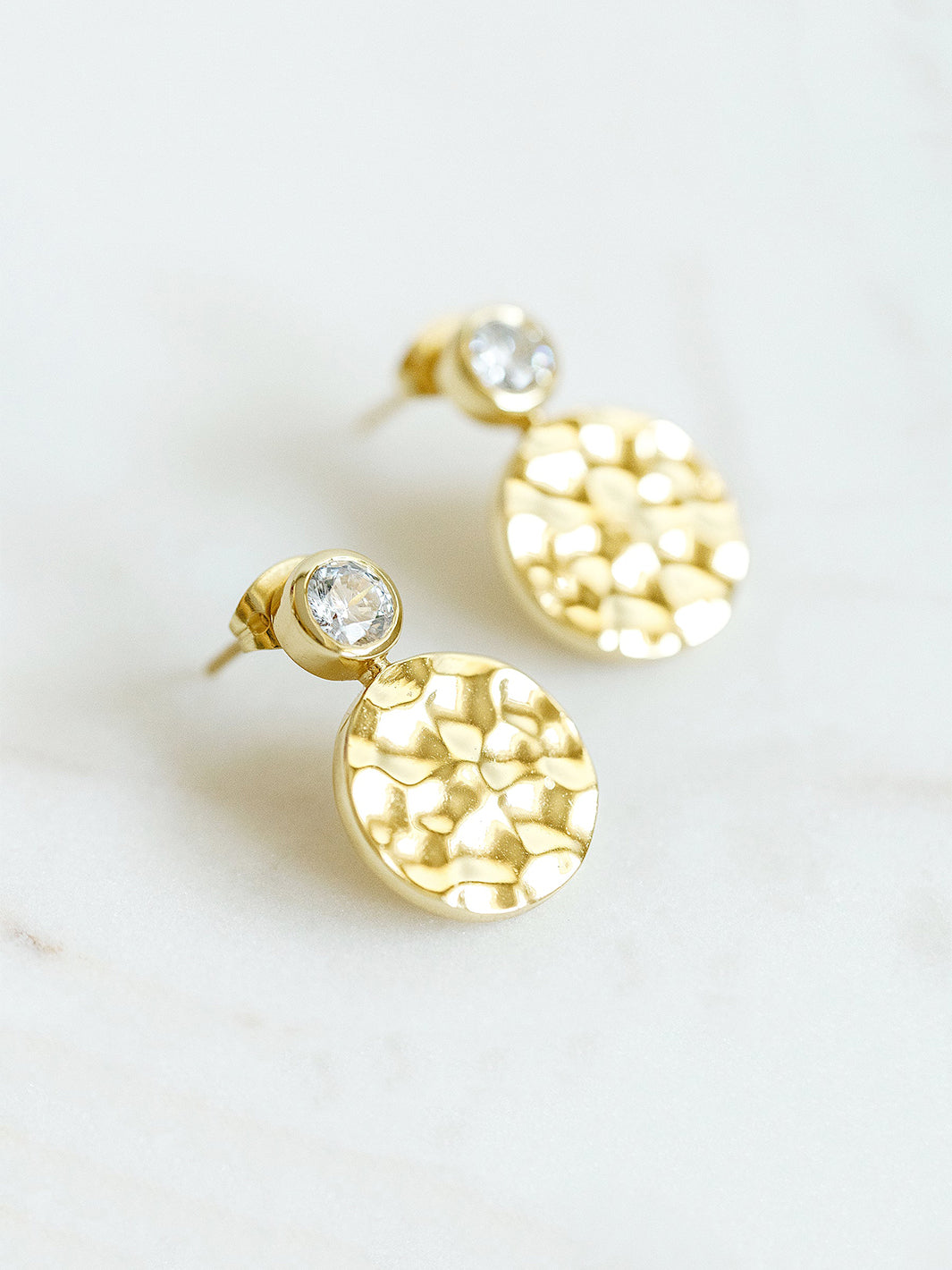 Hammered Gold Floating Gem Studs