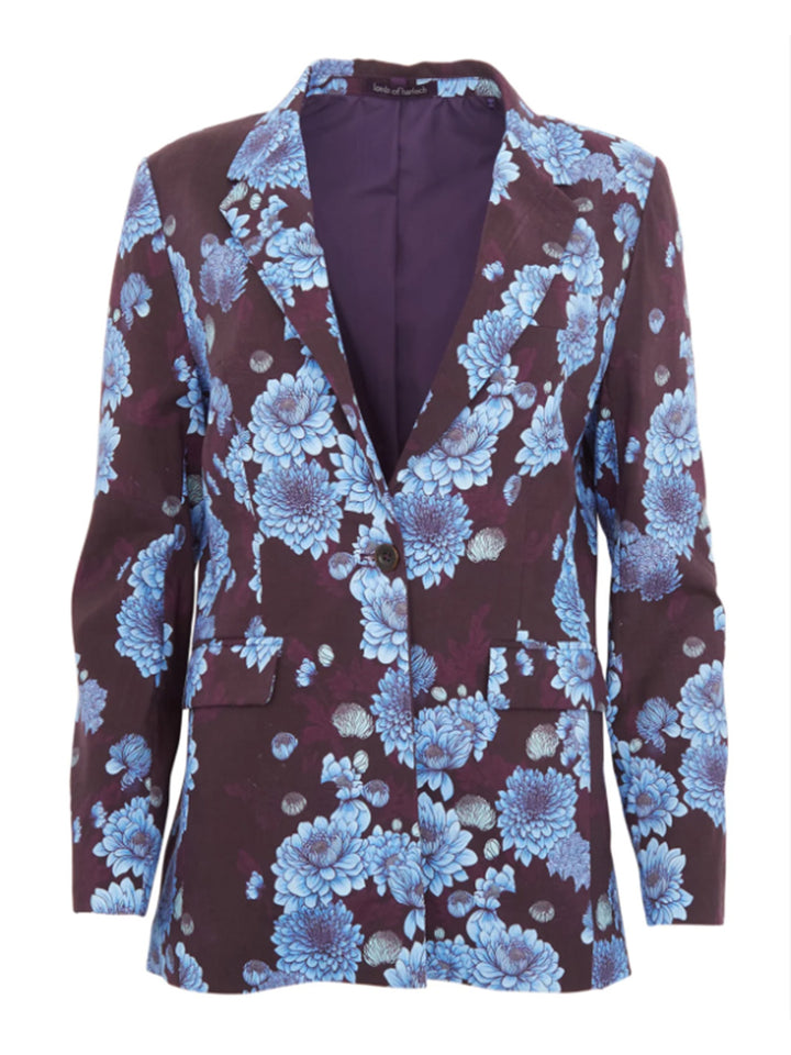 Jane Serious Floral Tailored Jacket in Plum