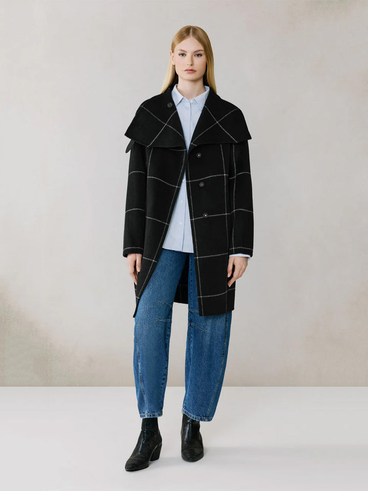 Jackie-P Double Face Wool Cocoon Coat in Black