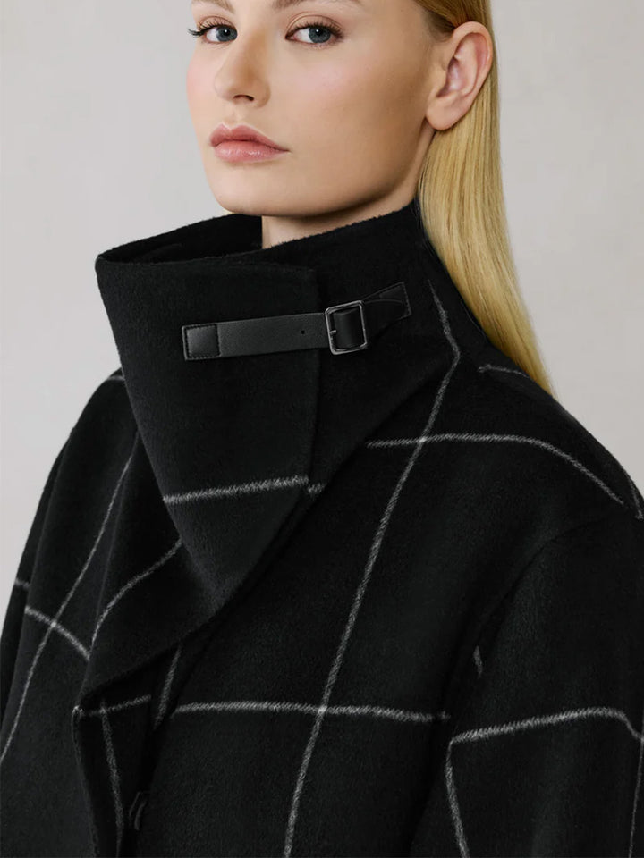 Jackie-P Double Face Wool Cocoon Coat in Black