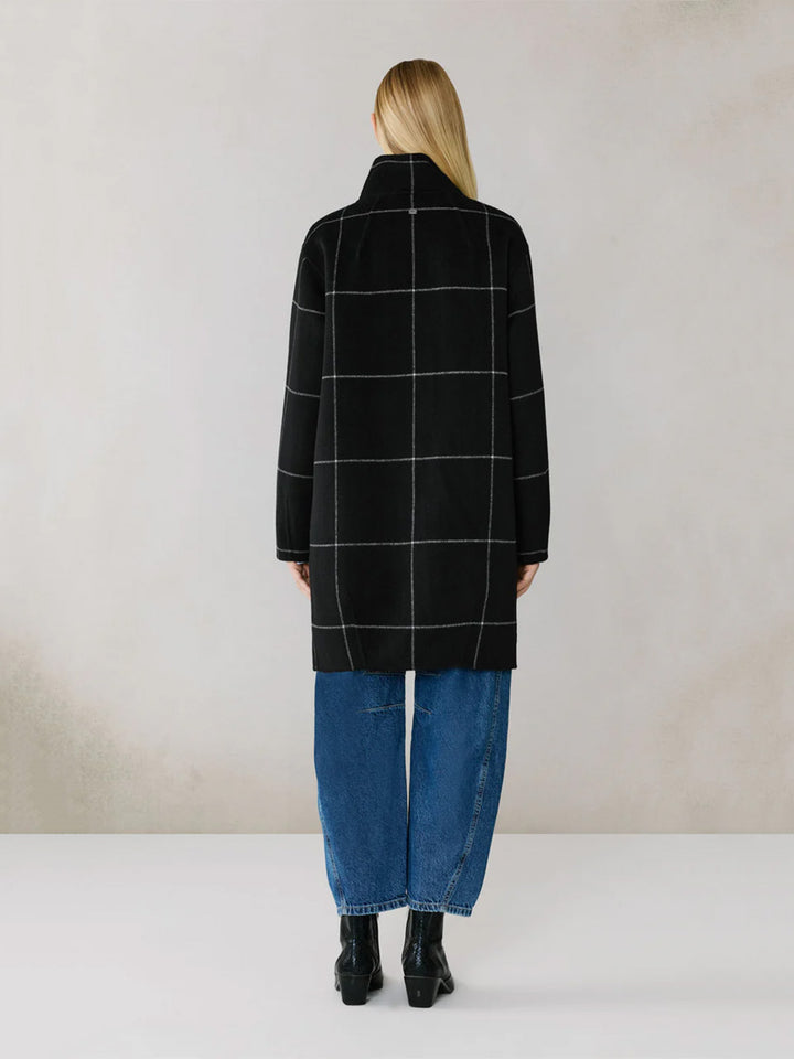 Jackie-P Double Face Wool Cocoon Coat in Black