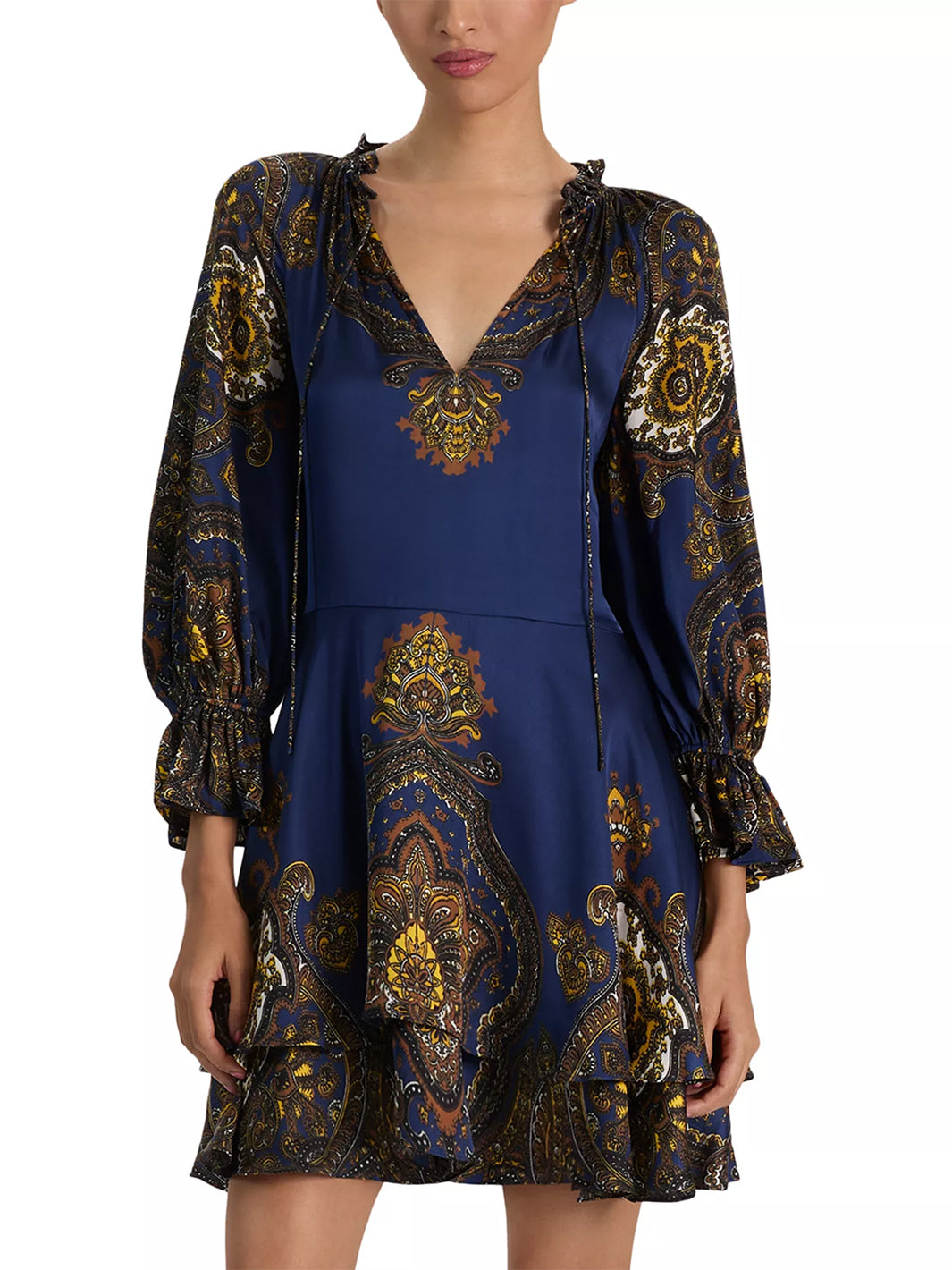 alice and olivia blue and gold dress + Joanne | Shop Dresses wrap midi dress