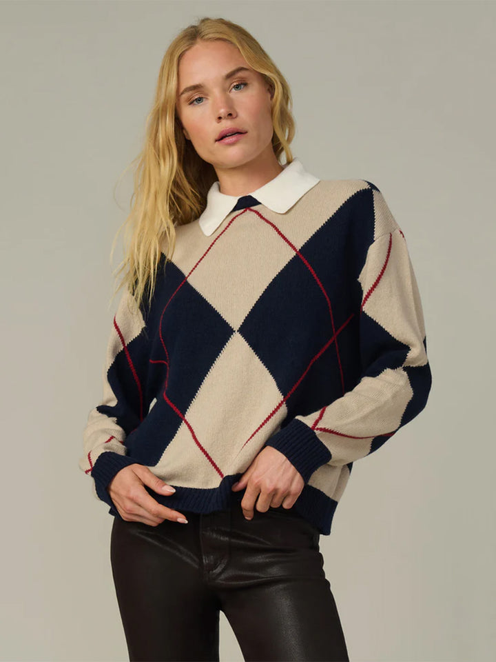 The Jude Collared Sweater in Navy Multi