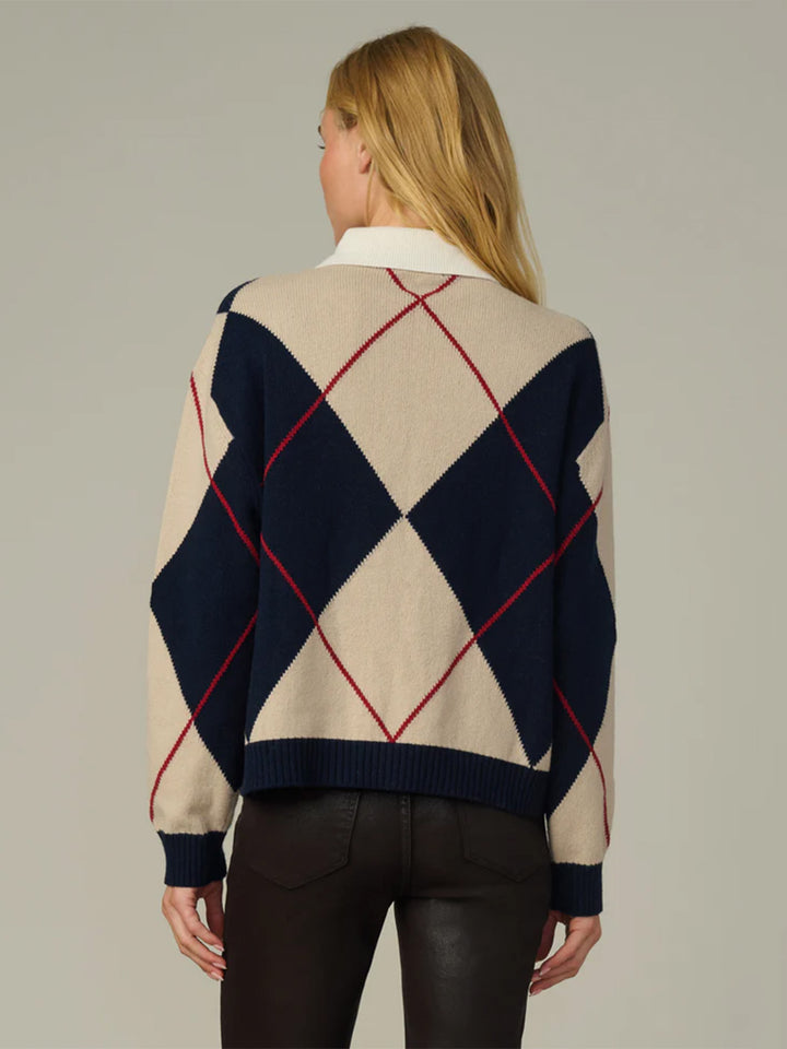 The Jude Collared Sweater in Navy Multi