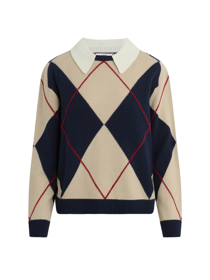 The Jude Collared Sweater in Navy Multi