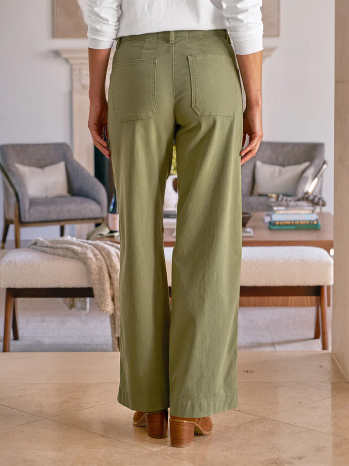 Limerick Wide Leg Carpenter Pant in Olive Twill