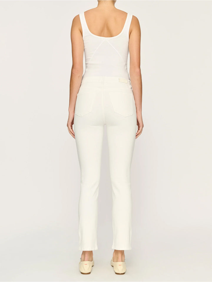 Mara Straight Mid Rise Ankle Jeans in White