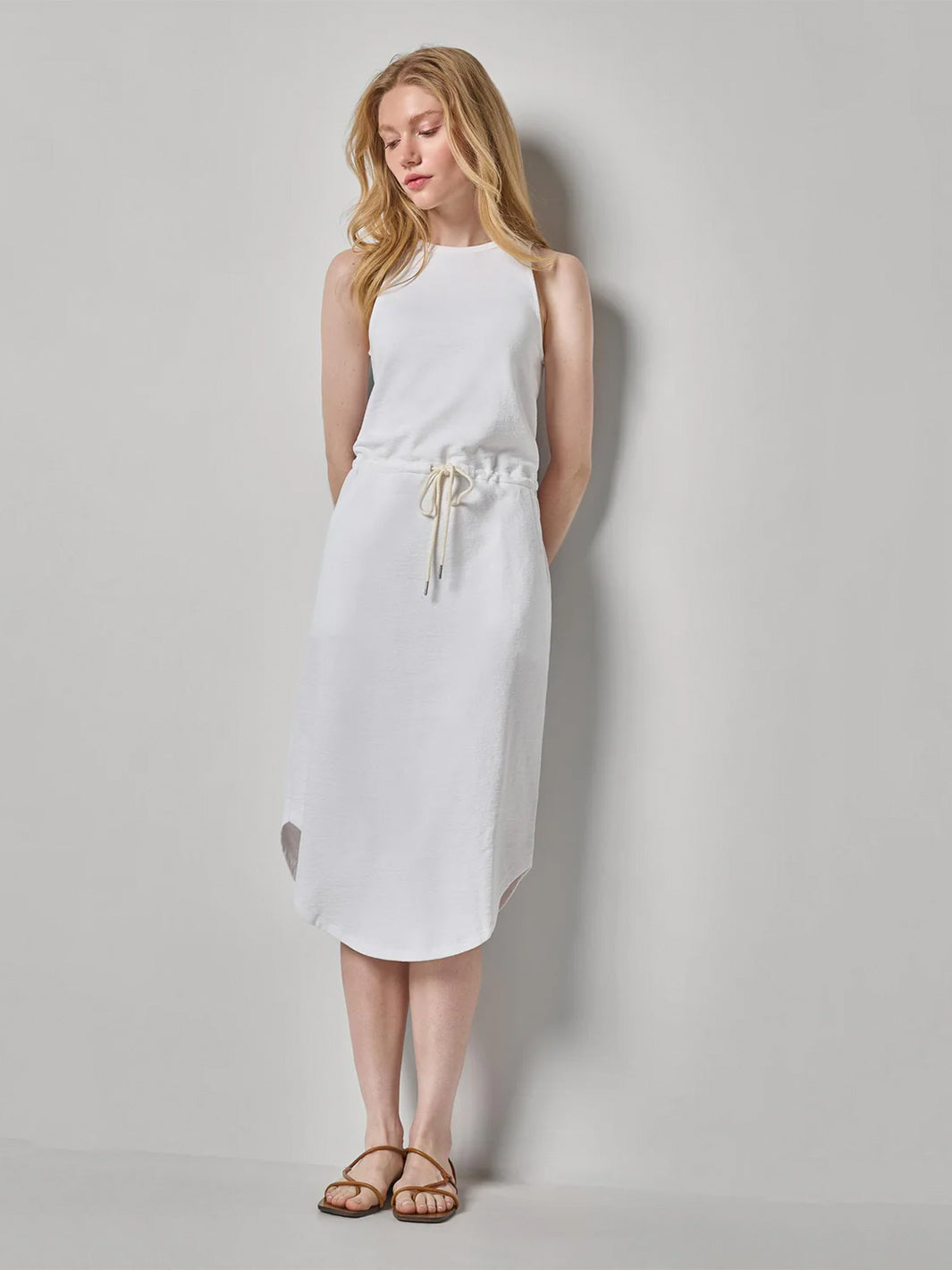textured white midi dress Henry Textured Midi Dress in White