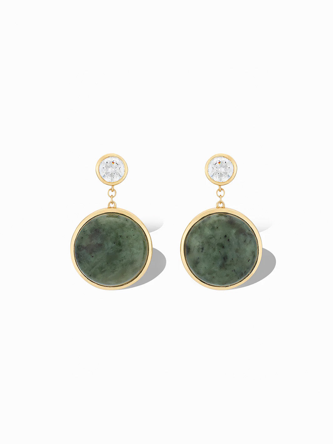 Mini Dropping Circles Drop Earrings in Nephrite Jade