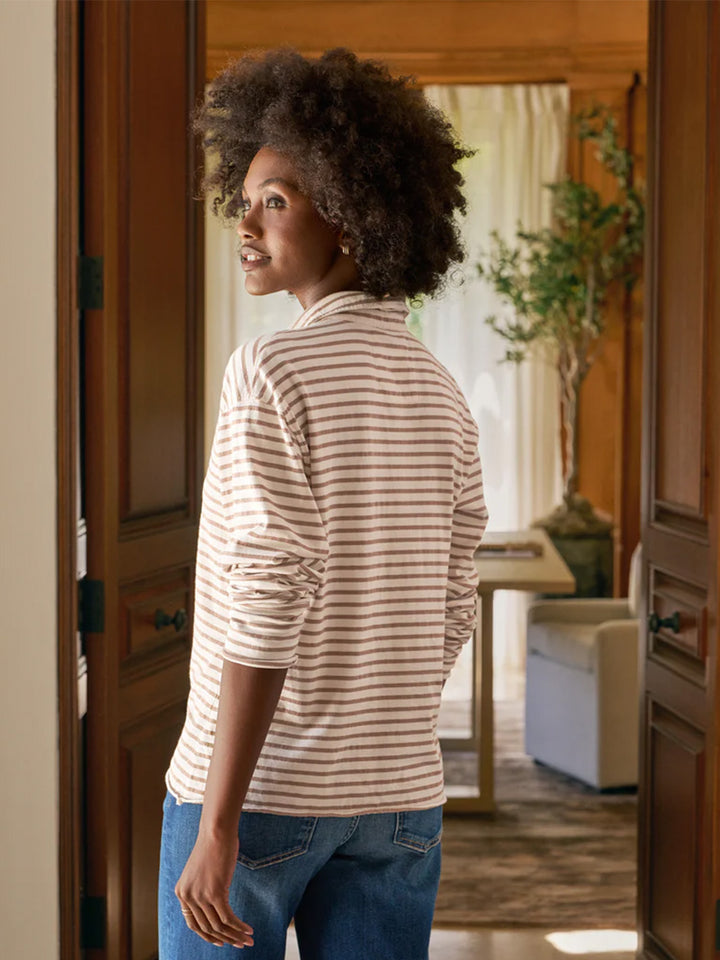 Patrick Popover Henley in Camel Stripe