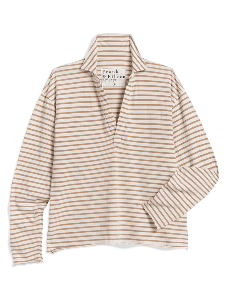 Patrick Popover Henley in Camel Stripe