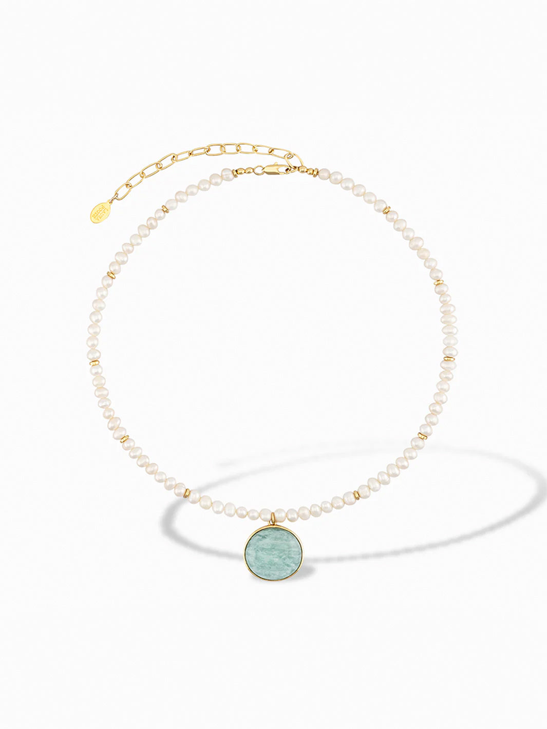 Pearl Charm Necklace in Amazonite
