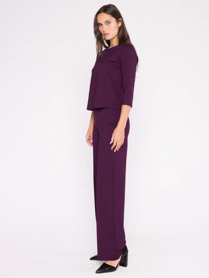 Ponte Knit Straight Leg Pant in Plum