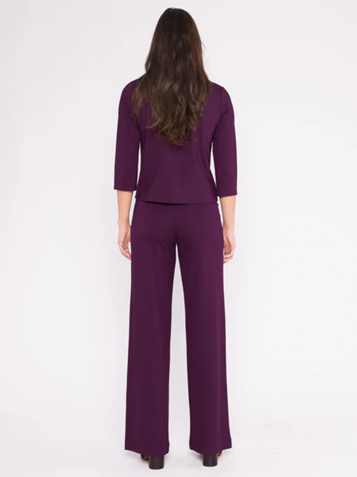 Ponte Knit Straight Leg Pant in Plum