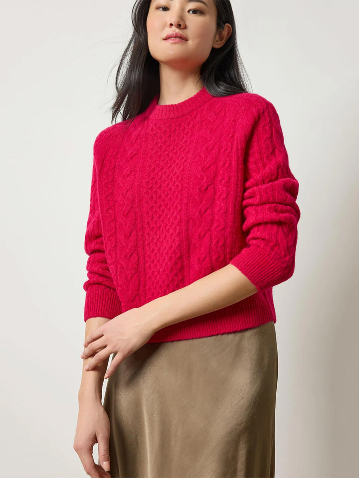 Mixed Stitch Pullover in Fuchsia