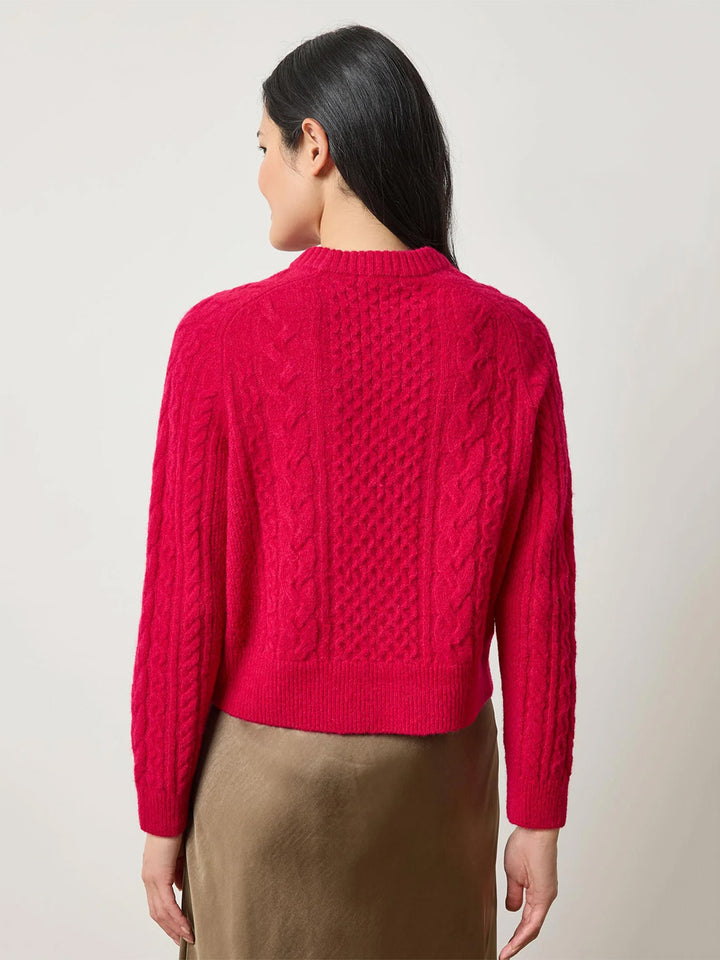 Mixed Stitch Pullover in Fuchsia