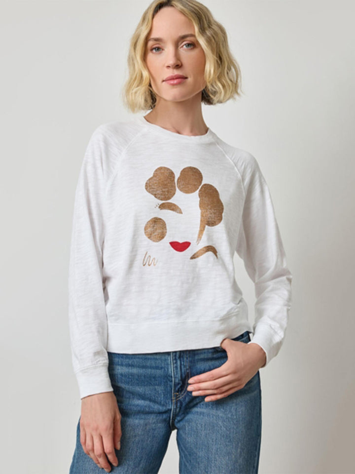 Raglan Sleeve Graphic Tee in White