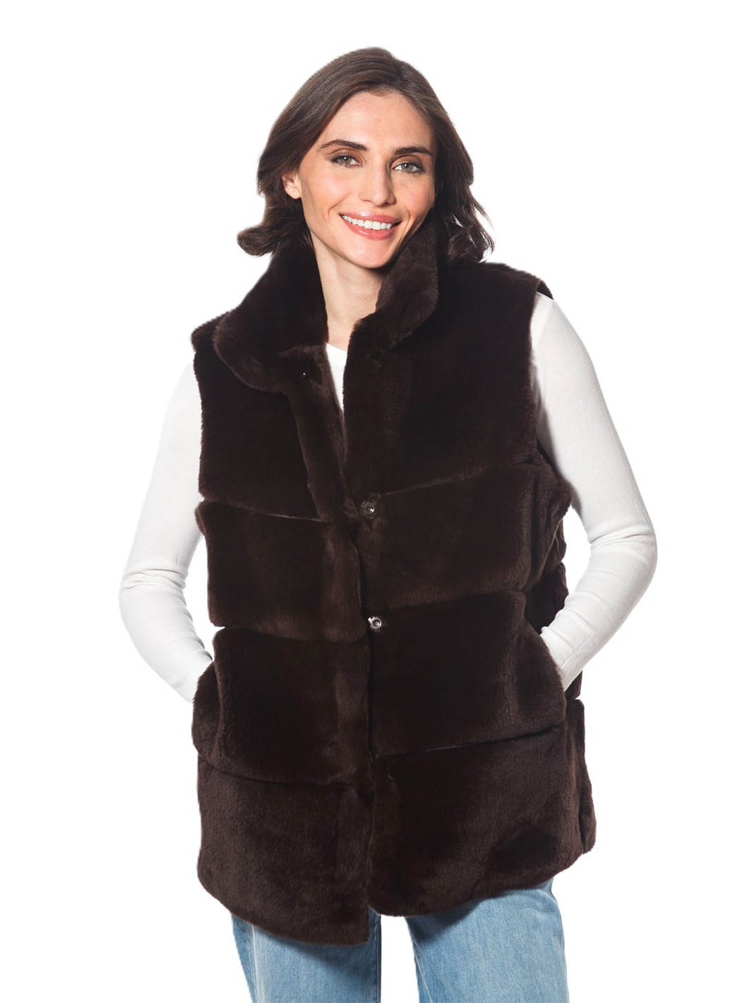 Rex Rabbit Vest in Brown