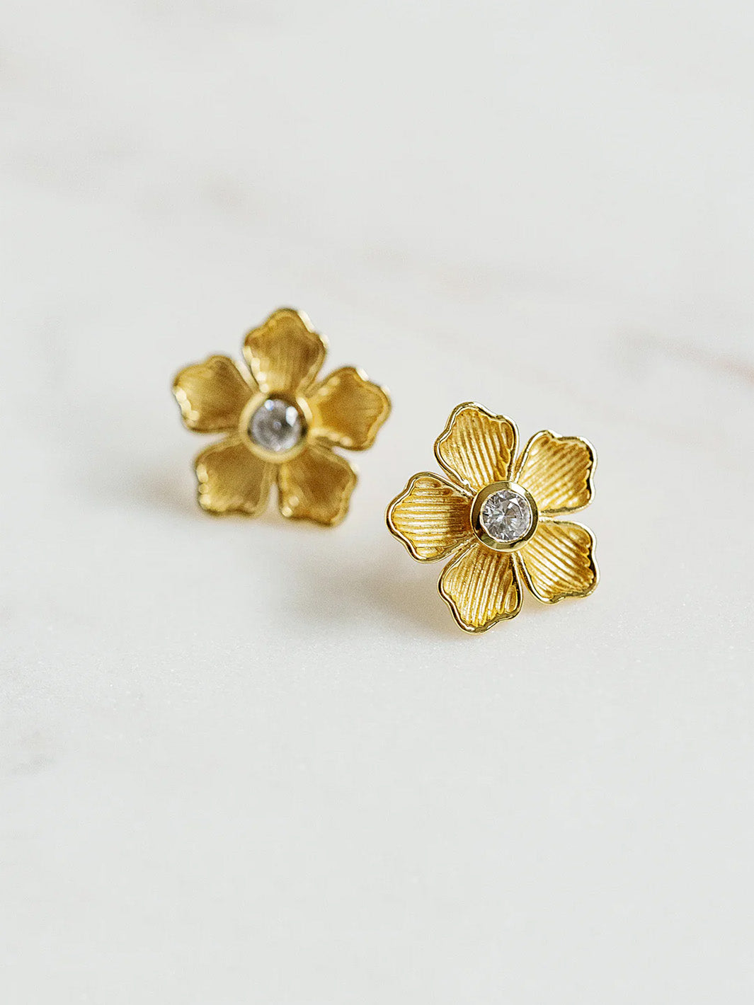 Small Flower Stud Earrings in Cubic Zirconia