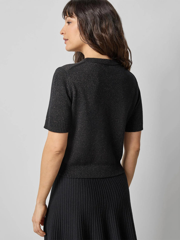 Short Sleeve Sparkle Sweater in Black