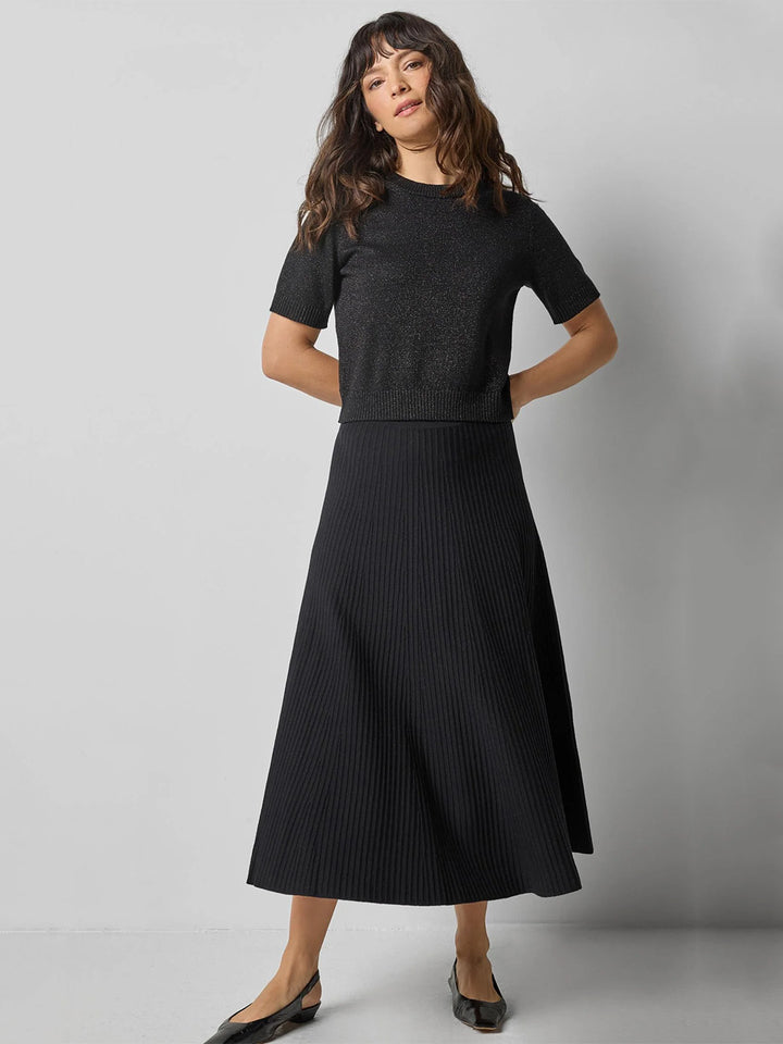 Short Sleeve Sparkle Sweater in Black