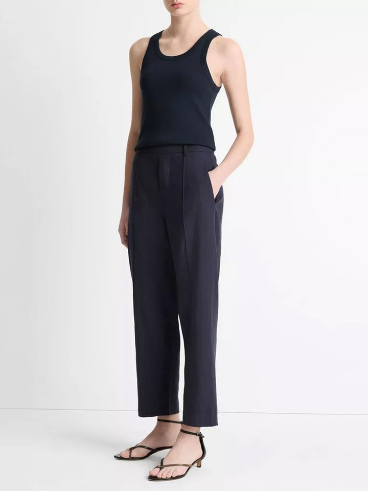 Linen-Blend Tapered Pull on Pant in Coastal Blue