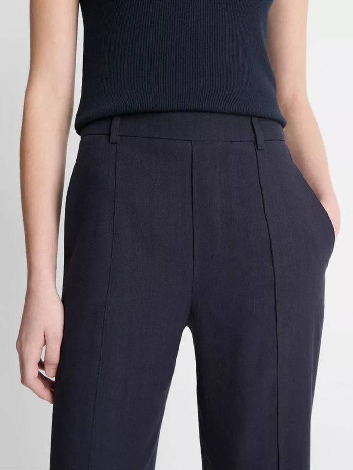Linen-Blend Tapered Pull on Pant in Coastal Blue